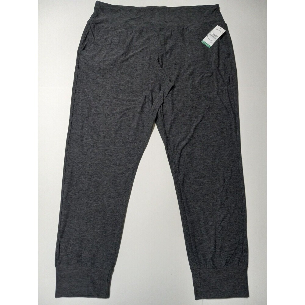 Jockey Women Deep Black Flat Waistband Jogger Leggings With Pockets Size Medium